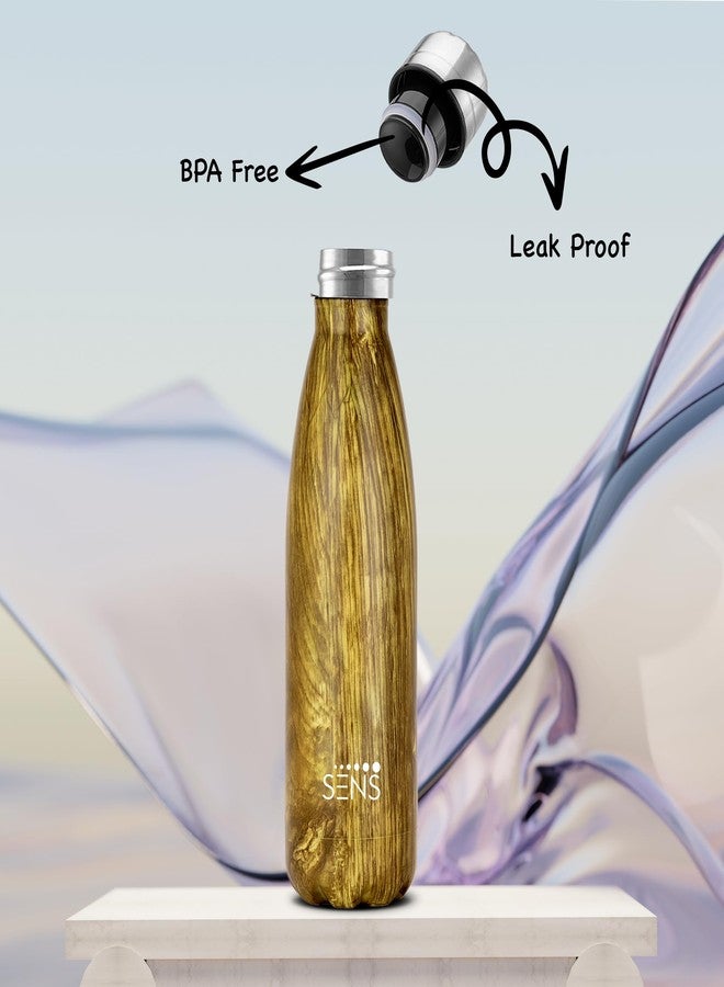 SENS HydraCurve Stainless Steel Bottle Hot or Cold up to 24 Hours | Leak Proof, BPA Free, Eco-Friendly | Travel | Office | Home | 500ml | Caramel Elegance - Image 5